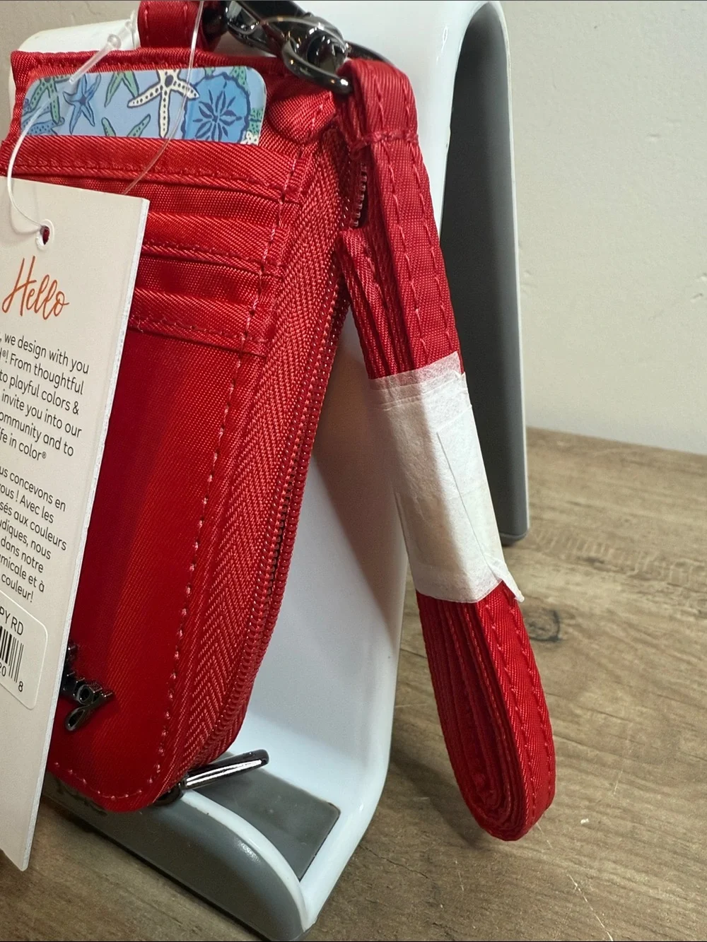 NWT Lug Red RFID Wristlet Card Holder / ID Badge Pouch with Strap & Carabiner